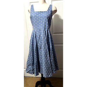 Baily Blue Retro Fifties Style Polka Dot A Line Dress Sz Large Womens Sleeveless